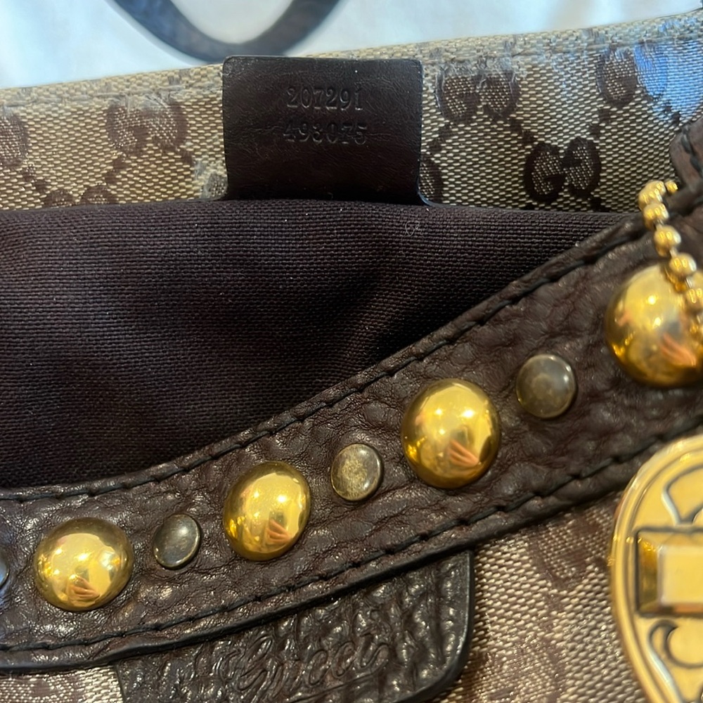 ✨ Vintage Gucci Classic Babouska Crystal Canvas and Leather Tote - Picture 12 of 13